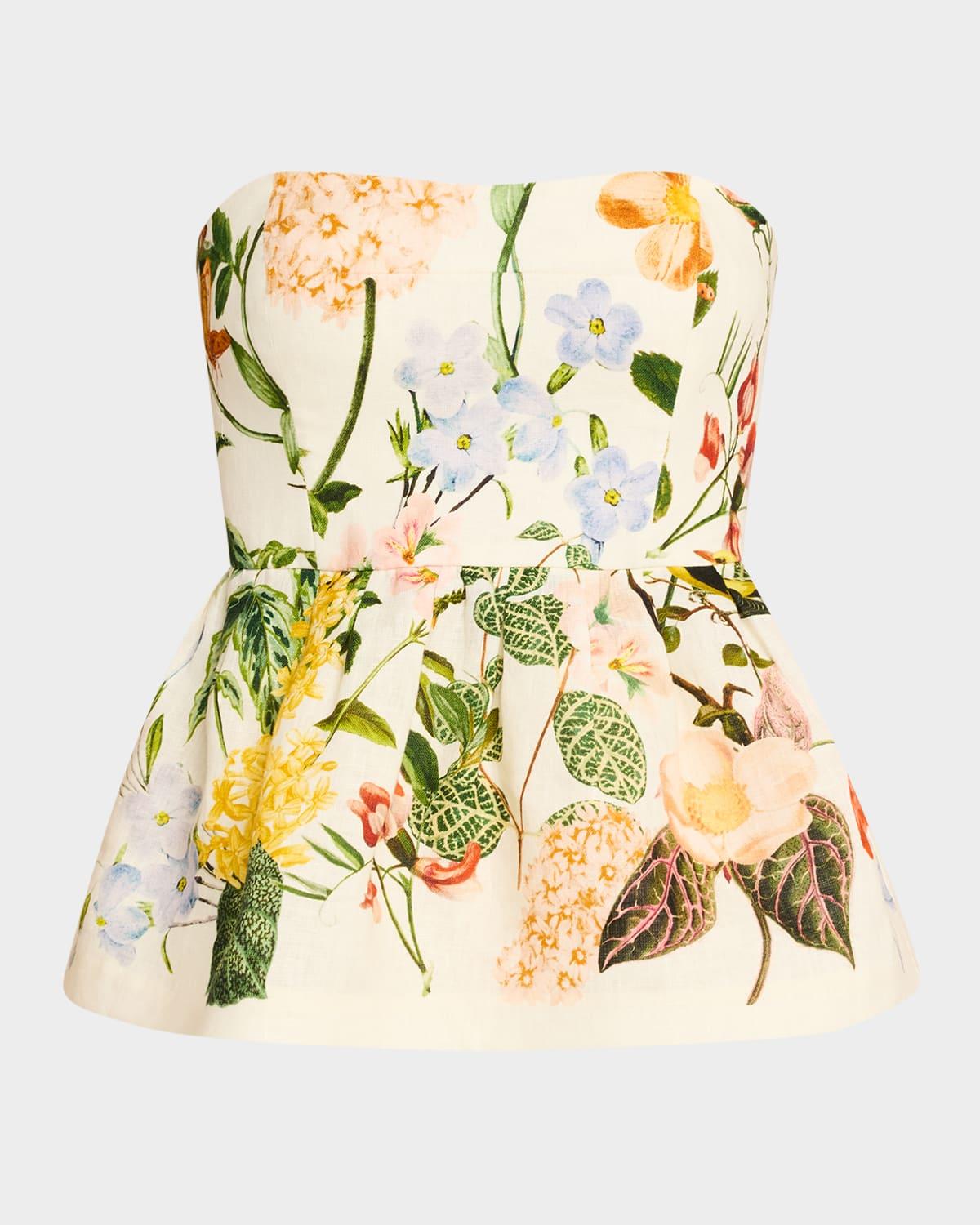 tilda strapless floral peplum top