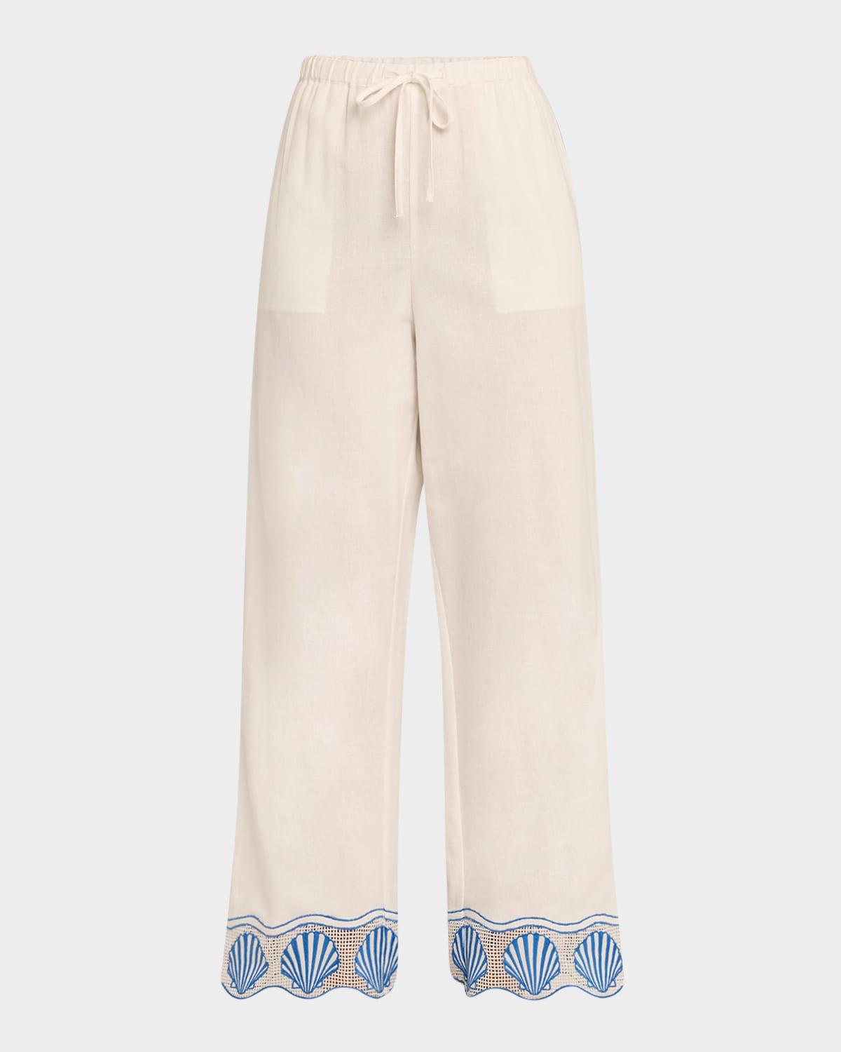 tildi embroidered cotton-linen pants