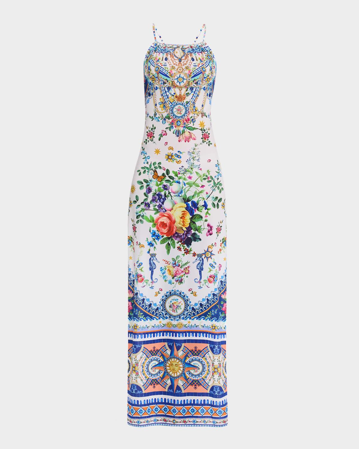 tiles darls high-neck maxi dress