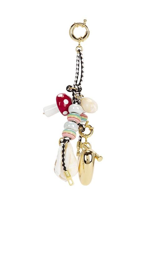timeless pearly charms rope keychain in metallic gold.