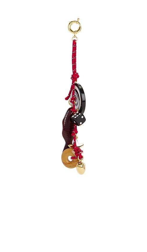 timeless pearly charms rope keychain in red.