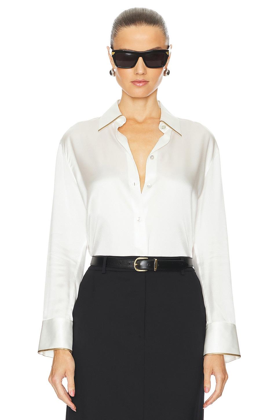 tipped slim long sleeve blouse