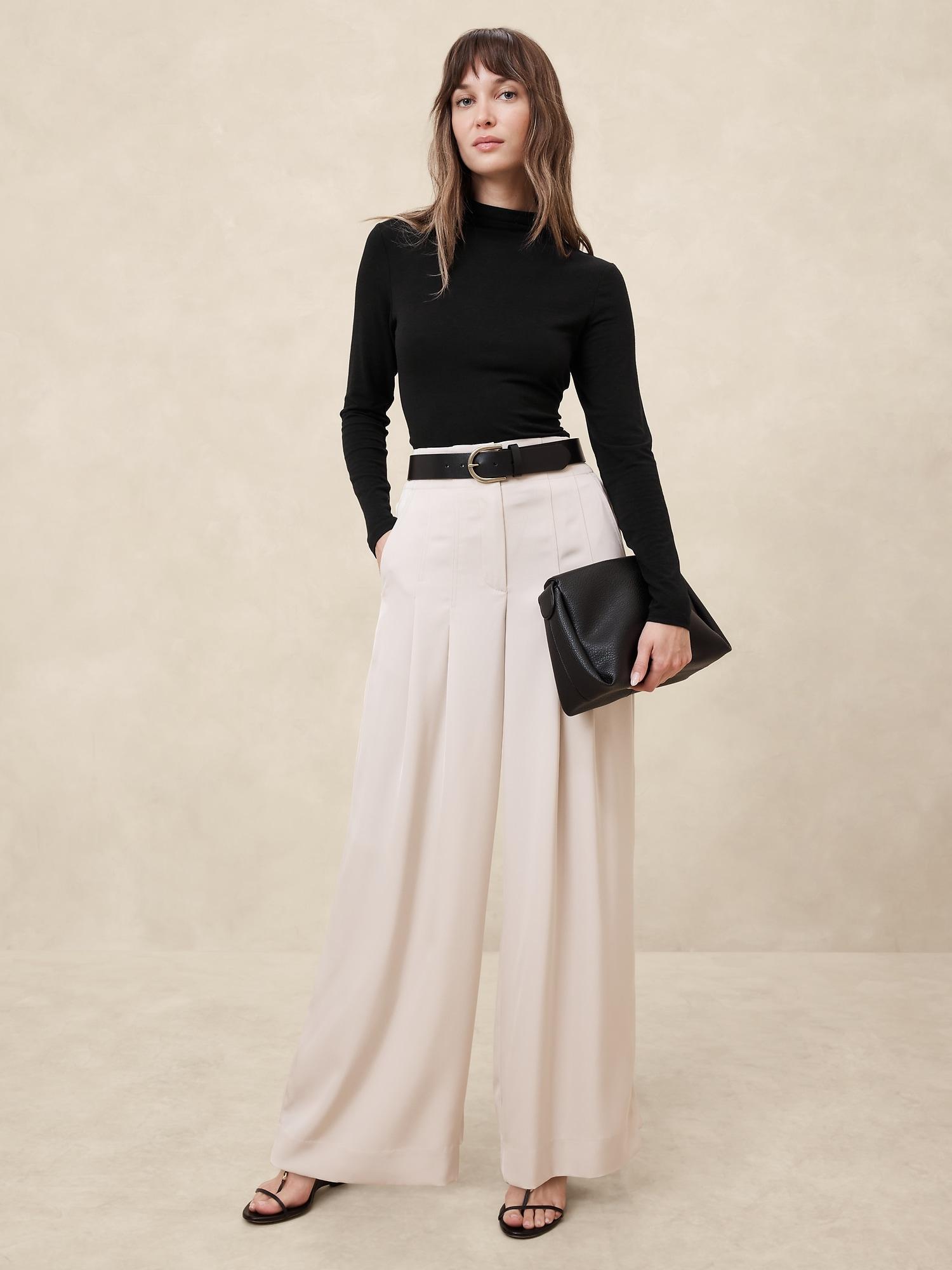 tissue rayon mock-neck top