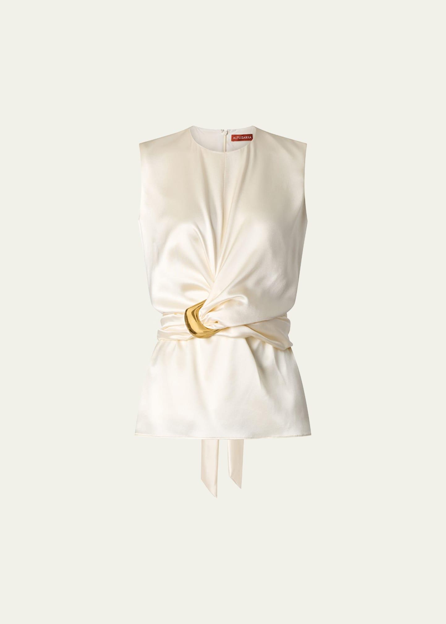 tizzy belted silk top