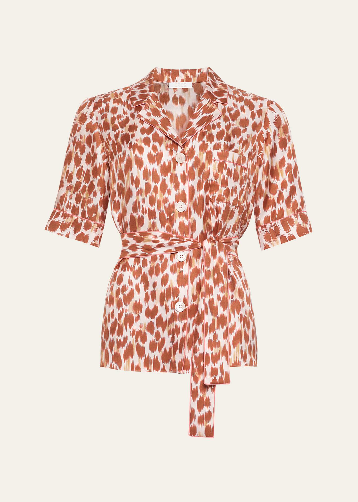 tlemeda abstract-print silk sleep shirt