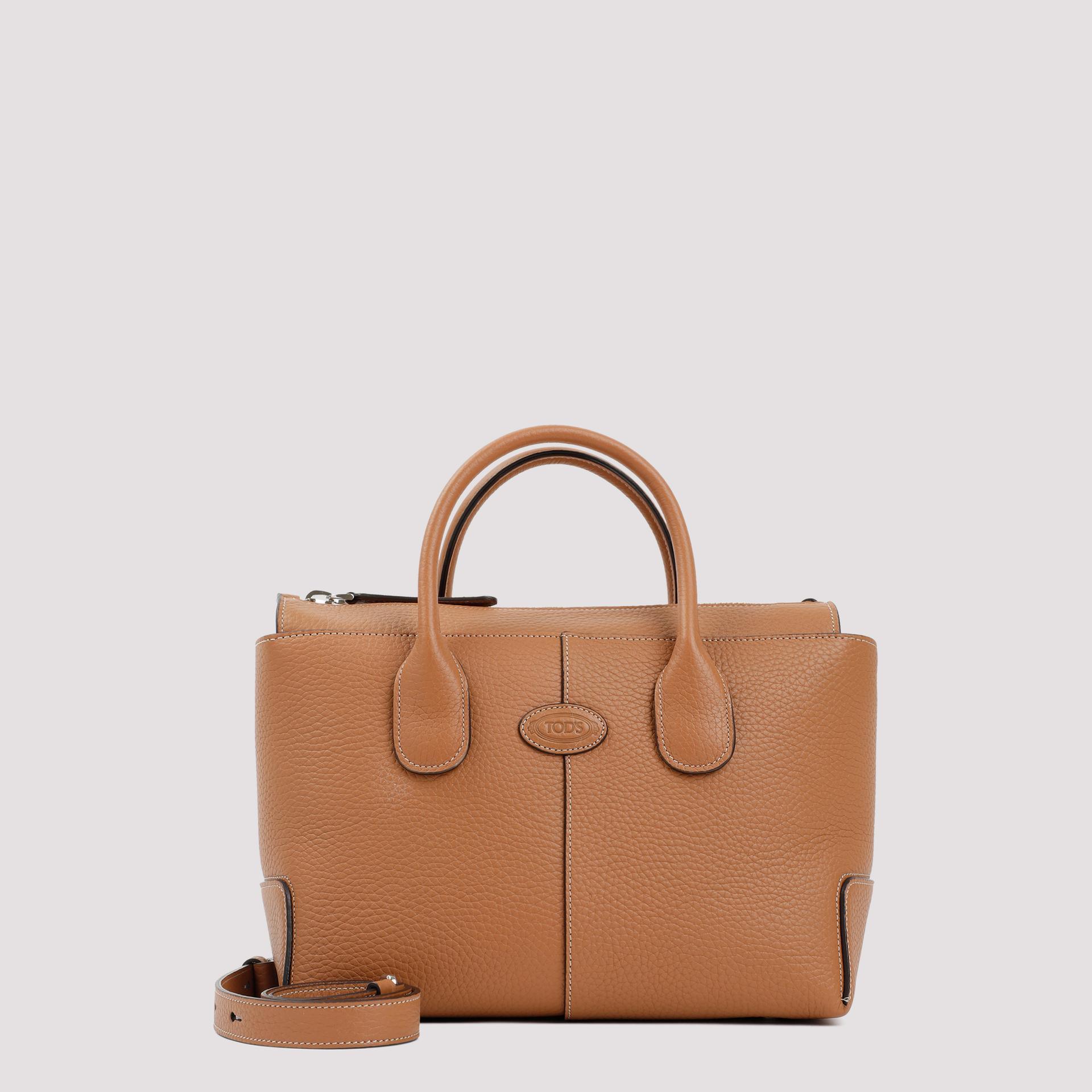 tod`s di bag brown grained calf leather - women