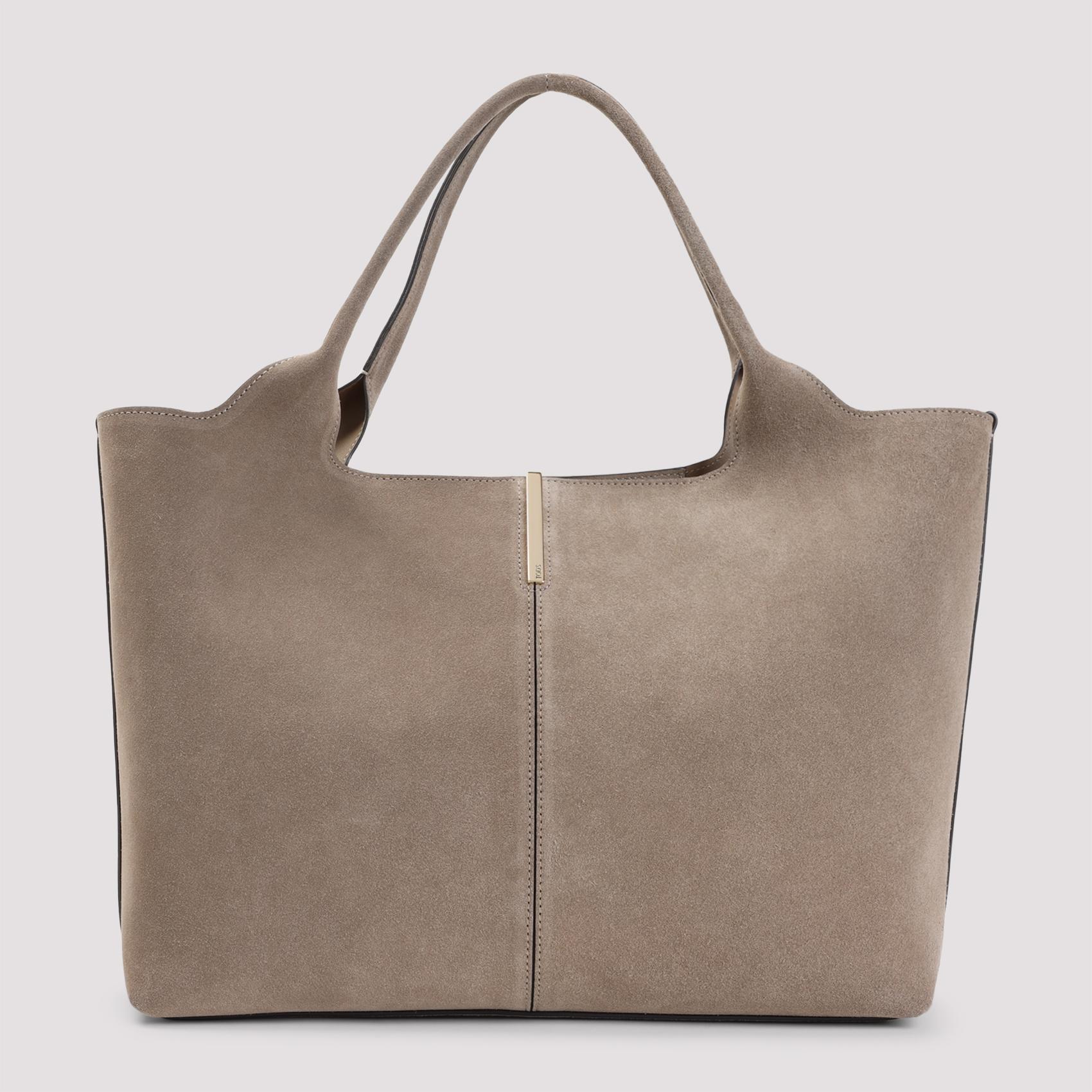 tod`s ebr shopping bag nude & neutrals suede leather - women