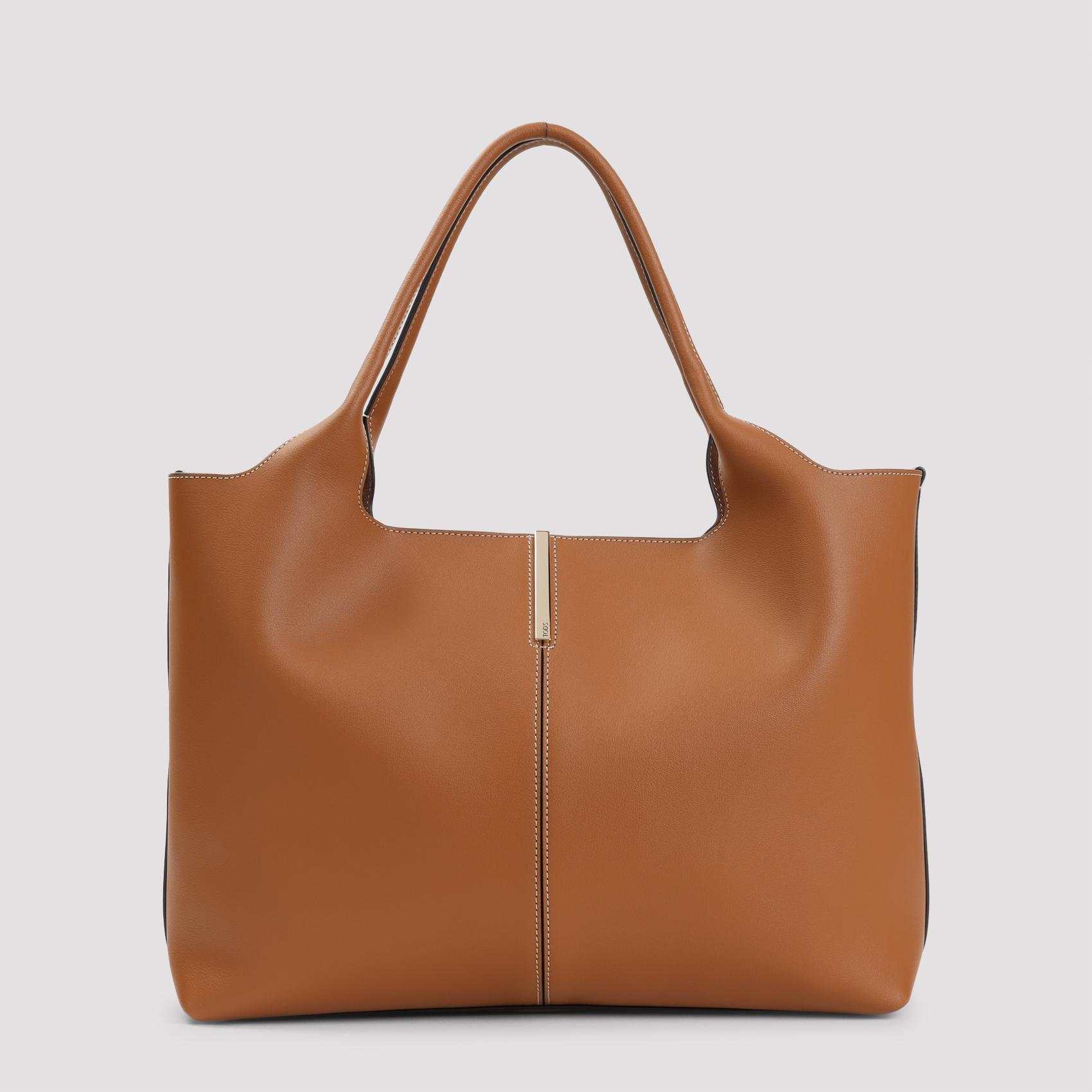 tod`s ebr shopping tote bag nude & neutrals calf leather - women