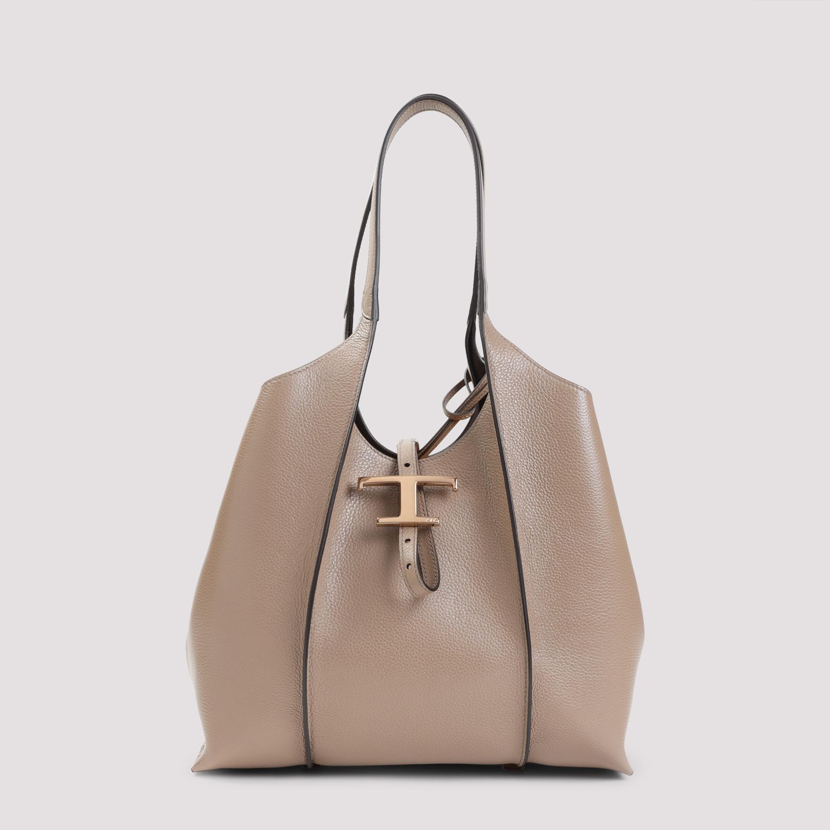 tod`s t timeless small shopping bag nude & neutrals grained calf leather - women