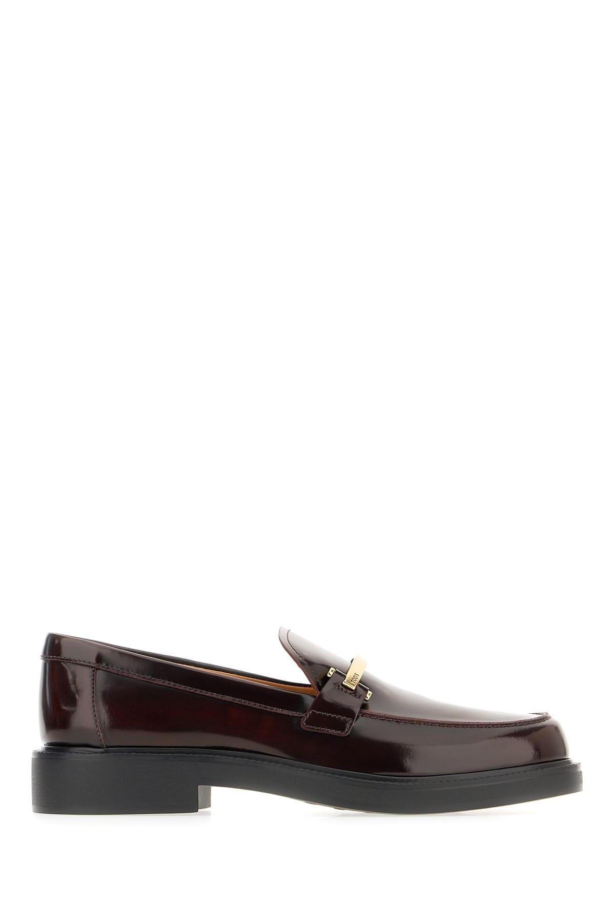 tod's aubergine leather loafers