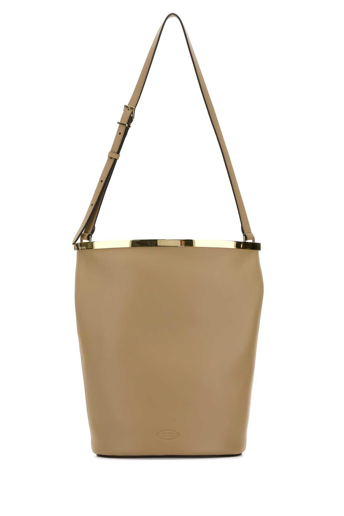 tod's beige leather magenta bucket bag