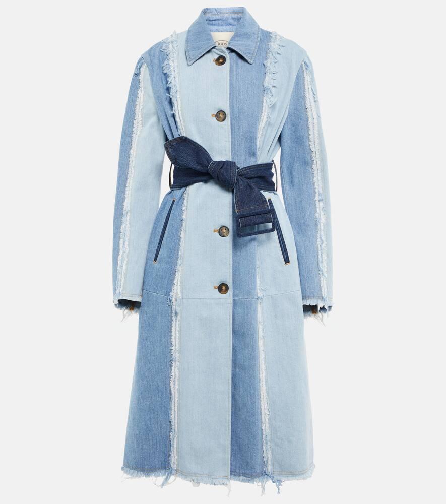 tod's belted denim coat