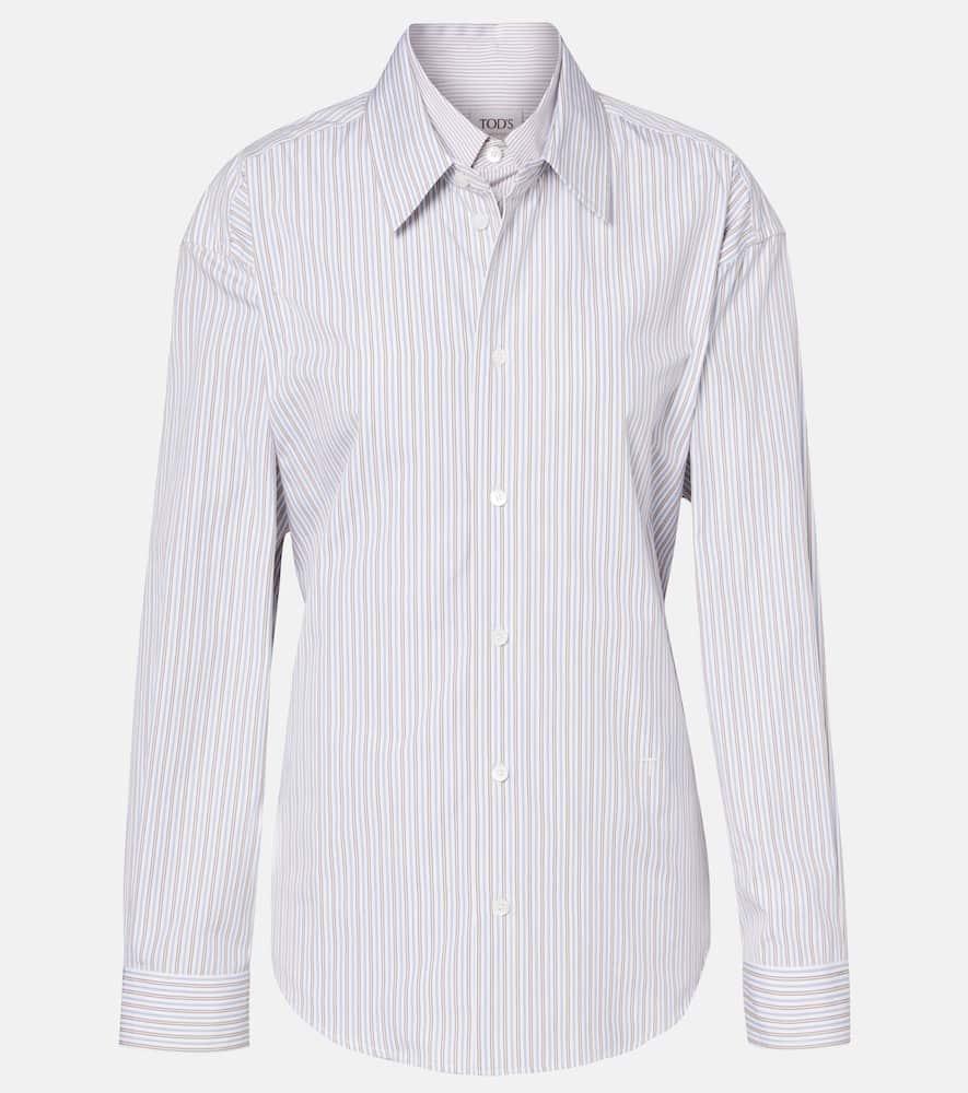 tod's belted striped cotton poplin shirt