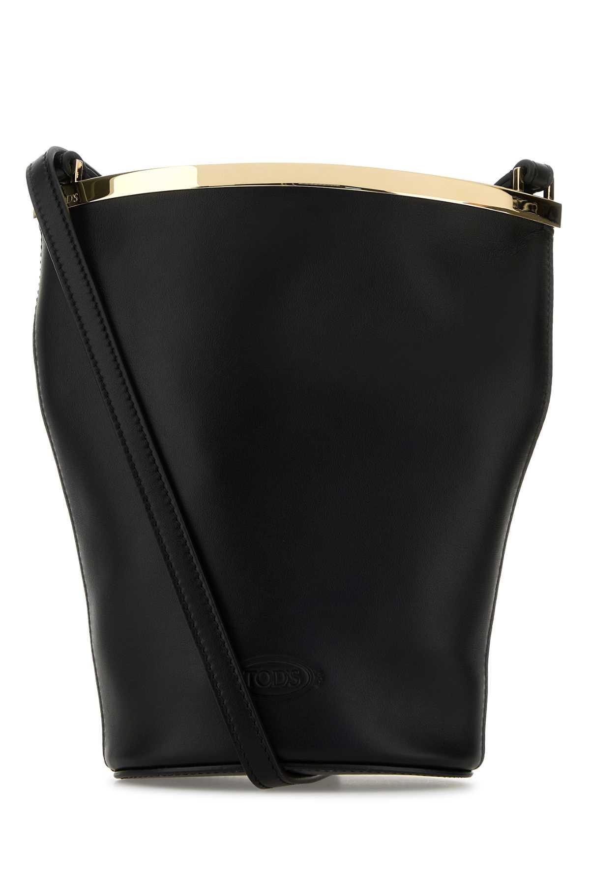tod's black leather magenta bucket bag