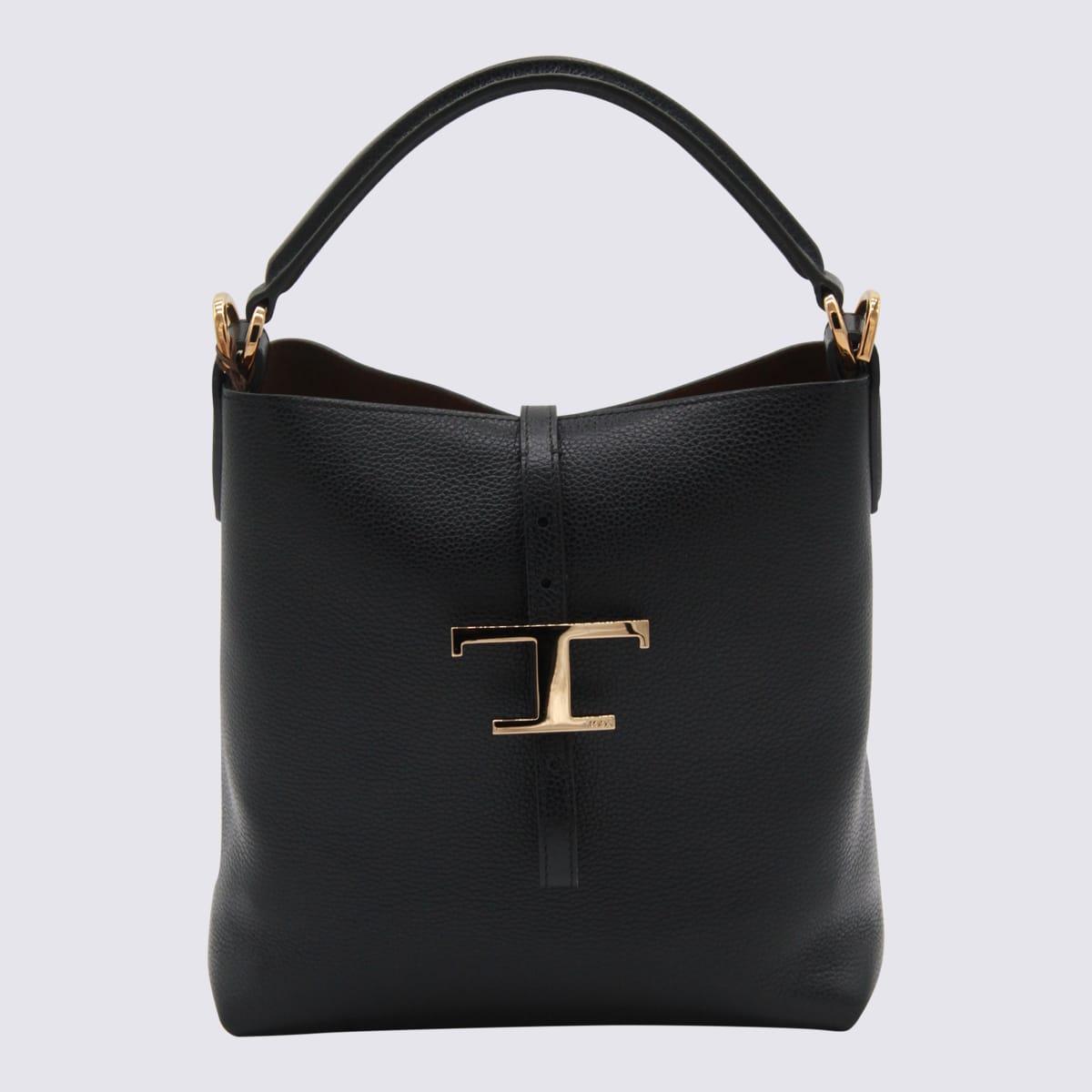 tod's black leather top handle bag