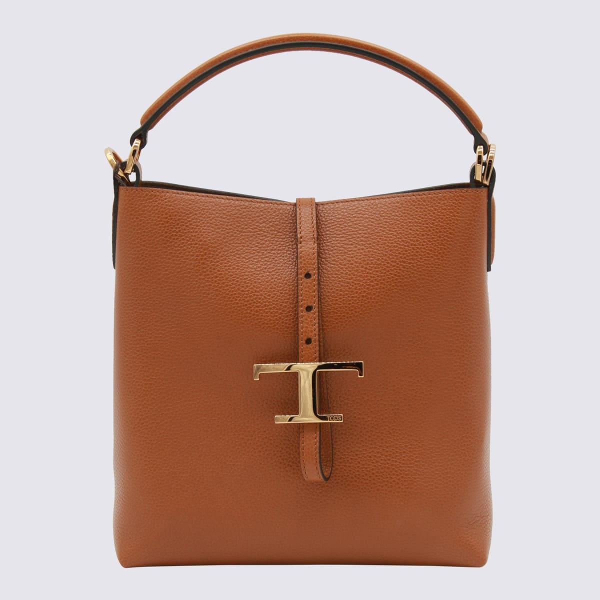 tod's brown leather top handle bag