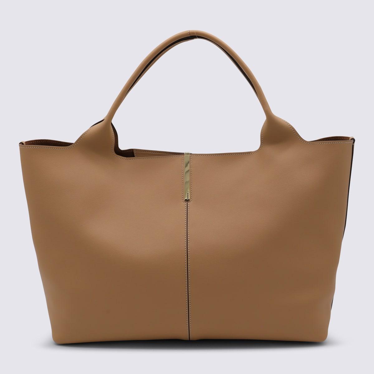 tod's camel leather top handle bag