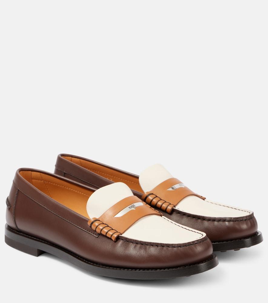 tod's colorblocked leather penny loafers