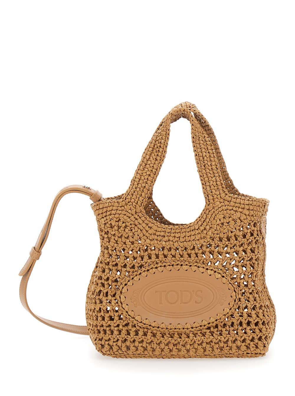 tod's crossbody bag rafia bag with raffia details beige women