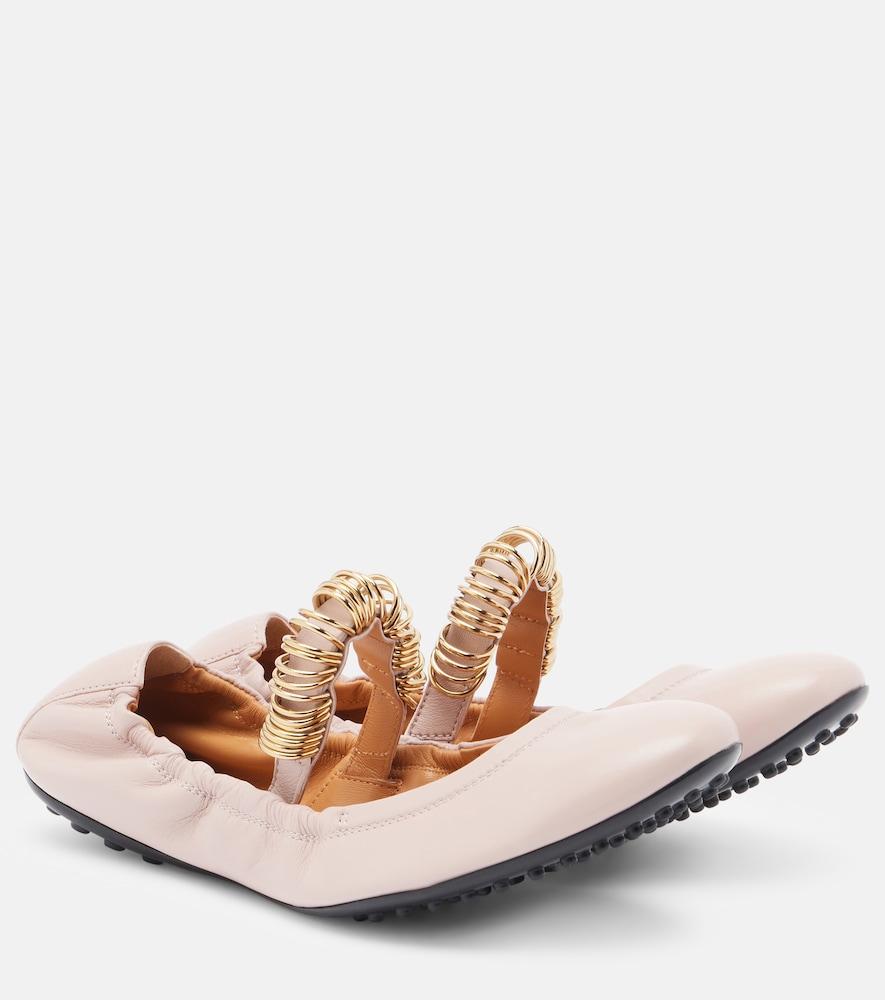 tod's embellished leather ballet flats