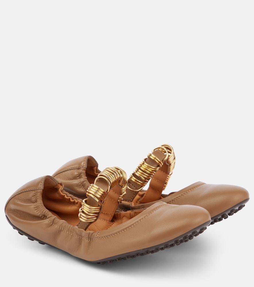 tod's embellished leather mary jane flats