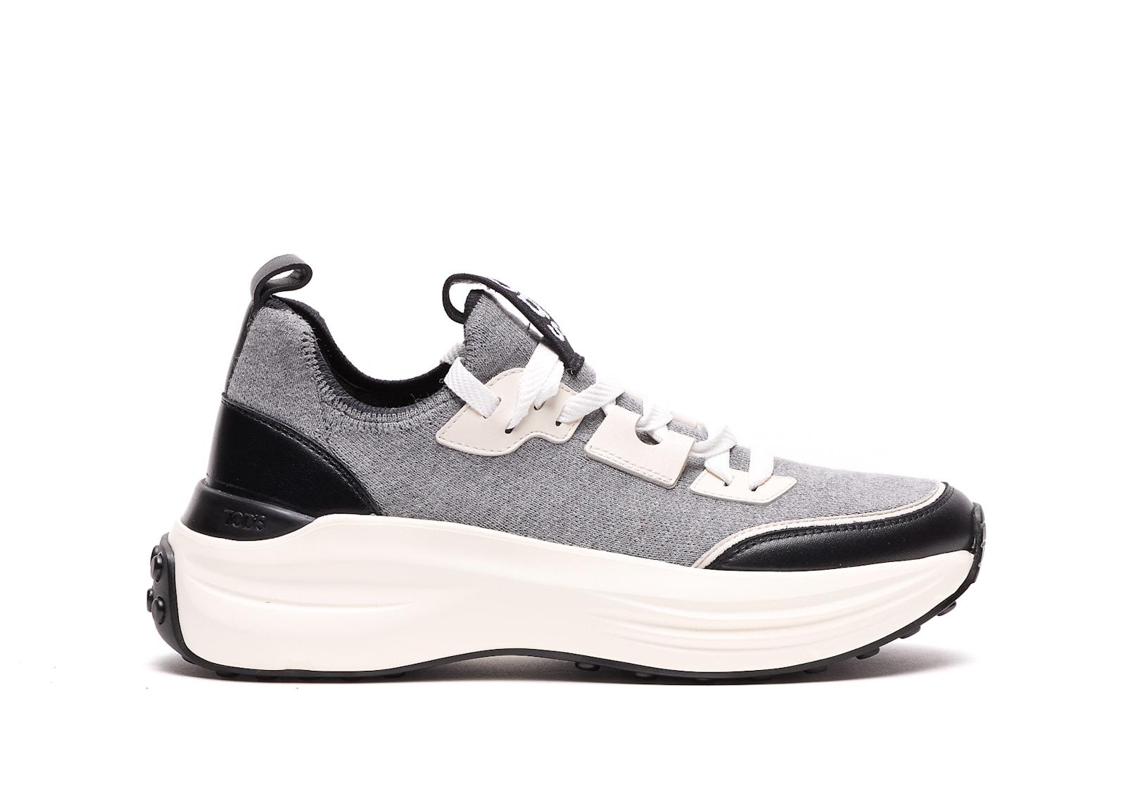 tod's fabric and leather sneakers