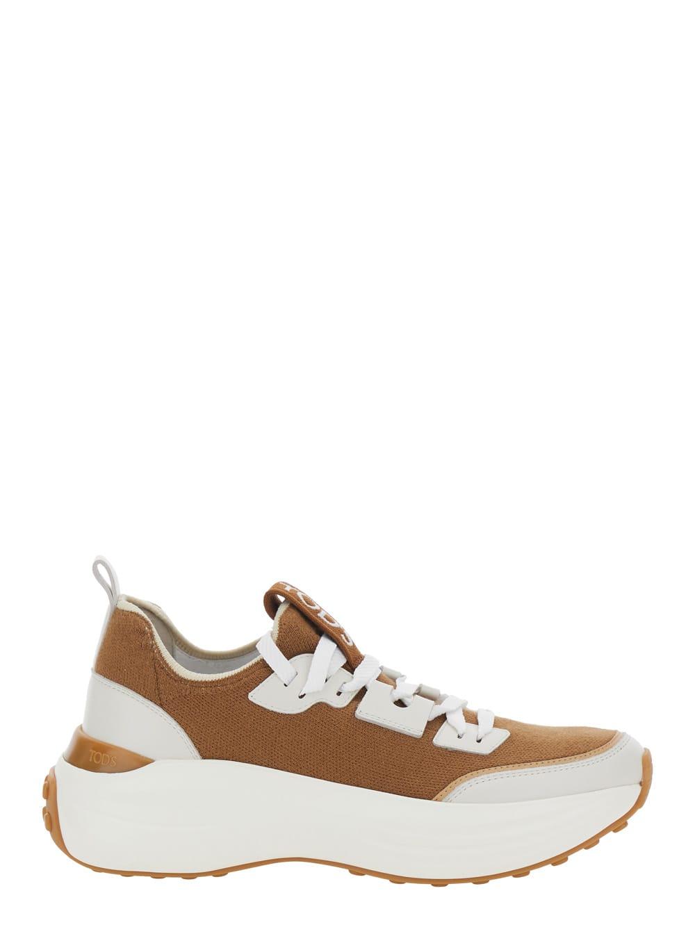tod's fabric and leather sneakers