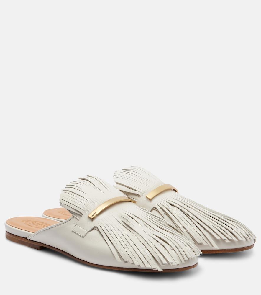 tod's fringed leather mules