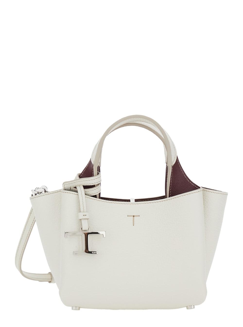 tod's handbag bag with removable metal pendant in white leather for women
