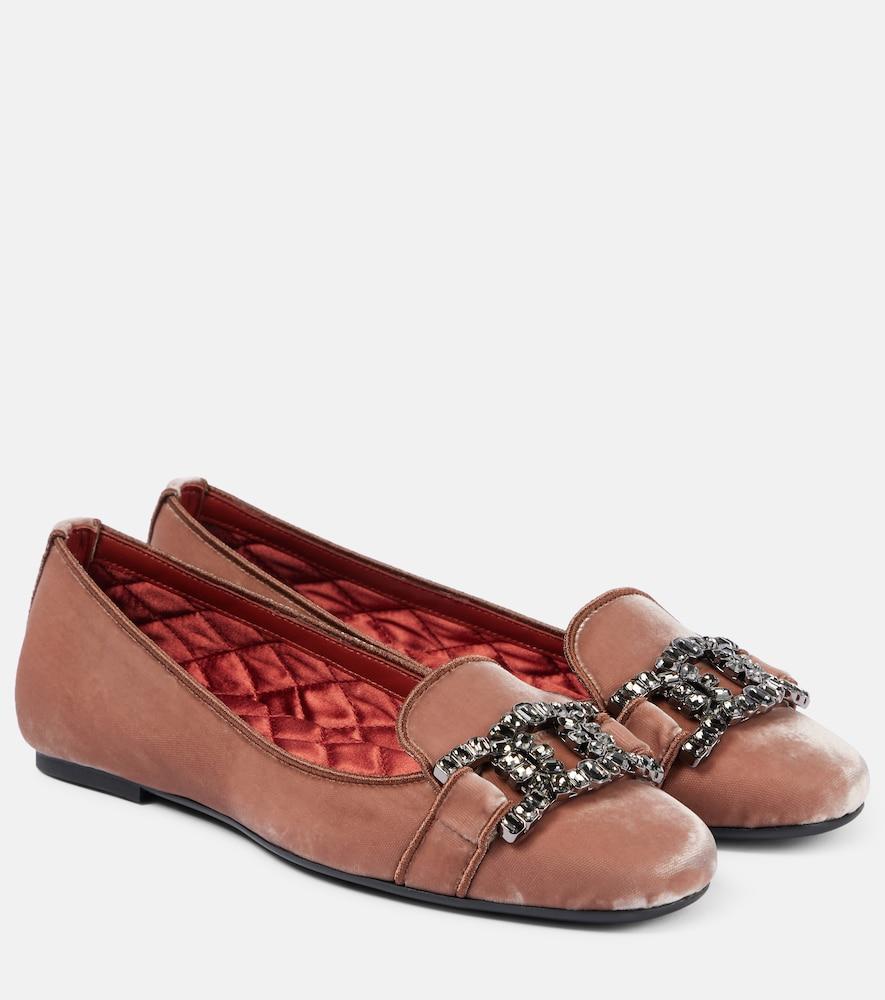 tod's kate embellished velvet ballet flats