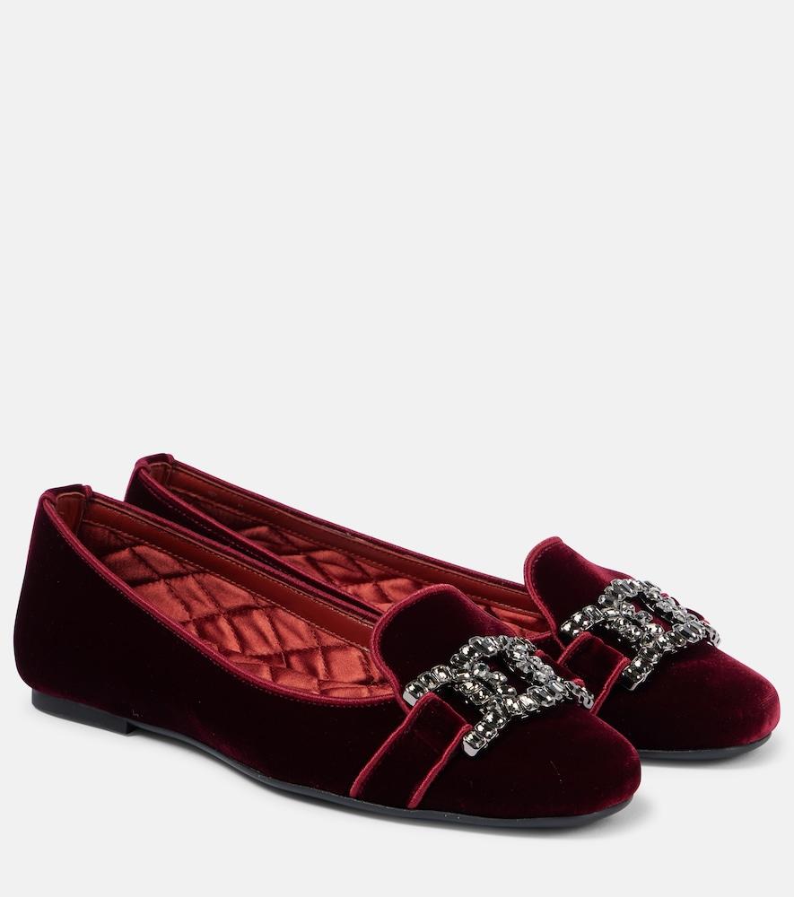 tod's kate embellished velvet ballet flats