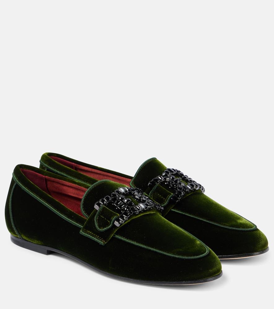 tod's kate embellished velvet loafers