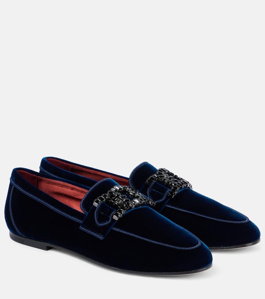 tod's kate embellished velvet loafers
