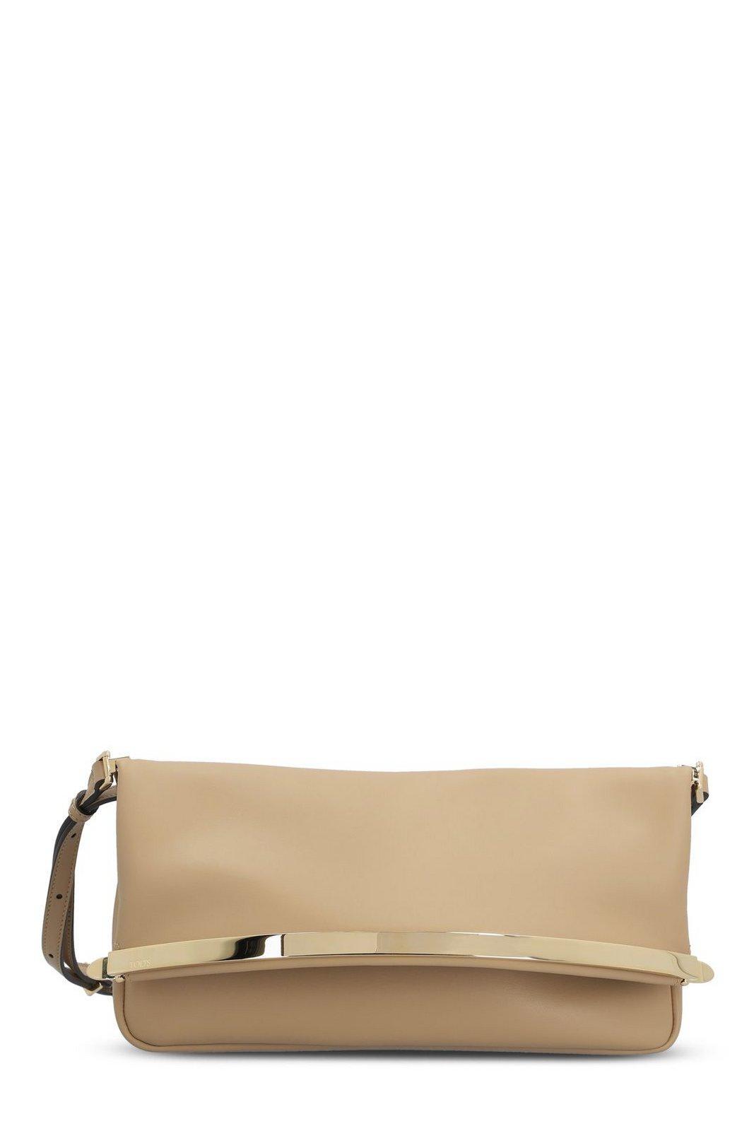 tod's logo debossed flap bag
