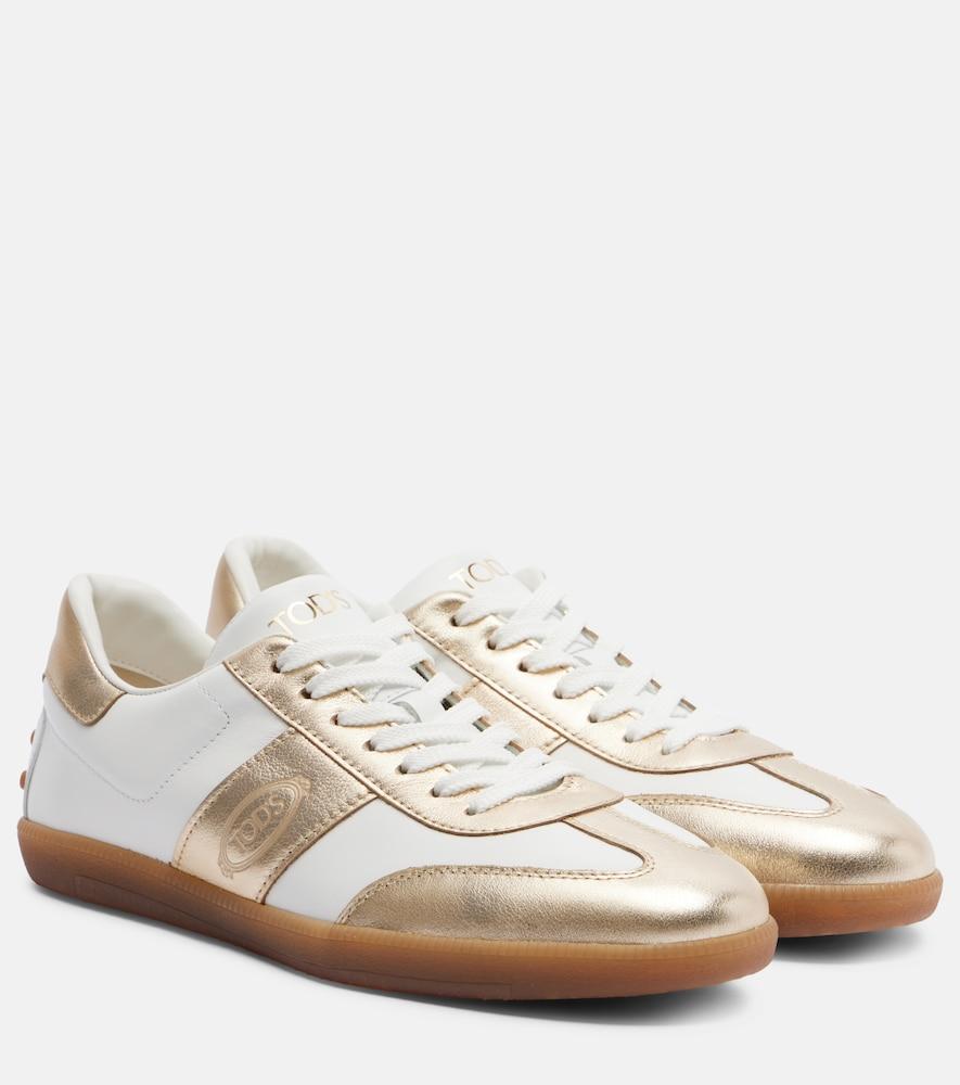 tod's metallic leather sneakers