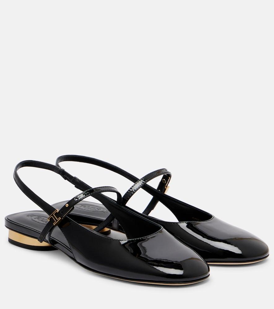 tod's patent leather slingback flats