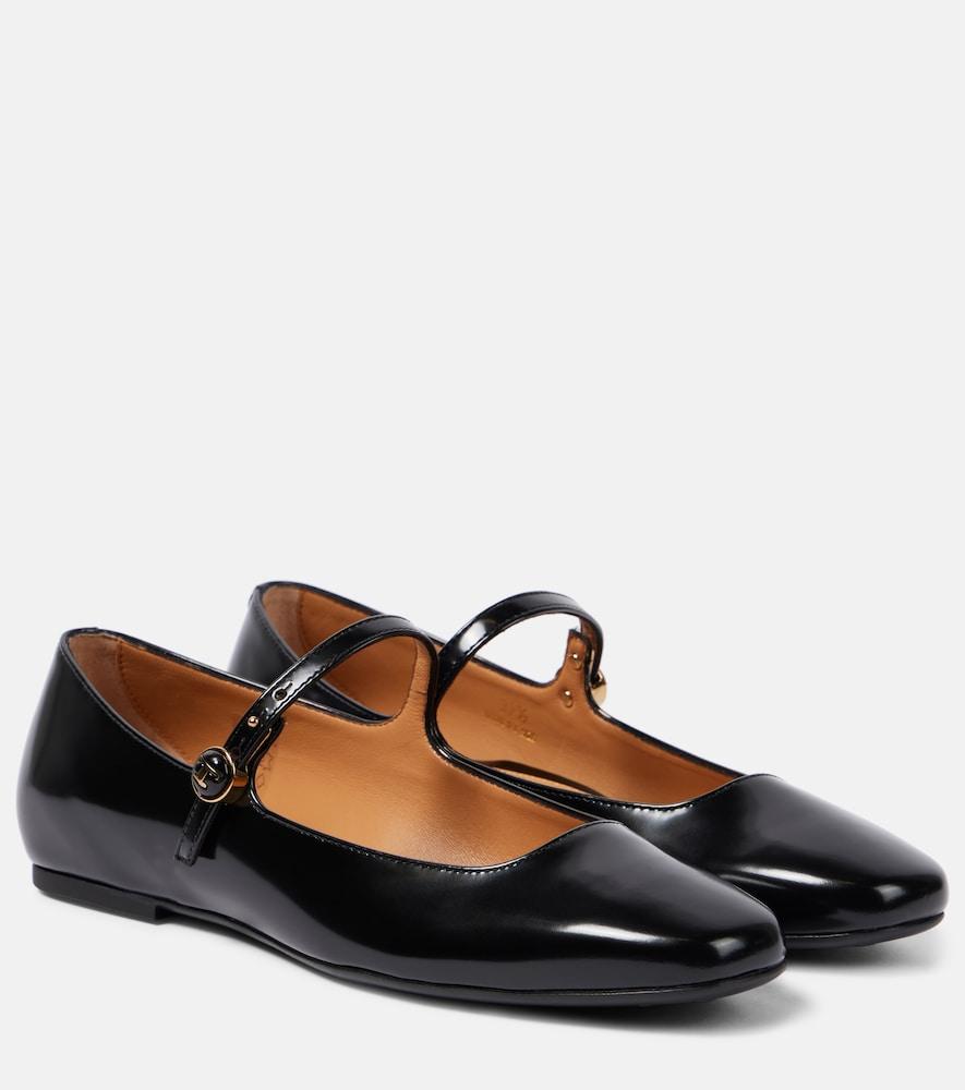 tod's polished leather mary jane flats
