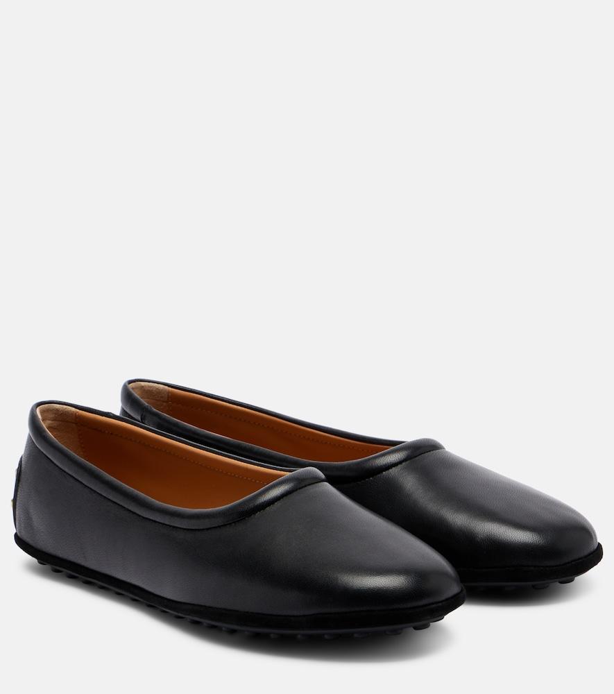 tod's studded leather ballet flats