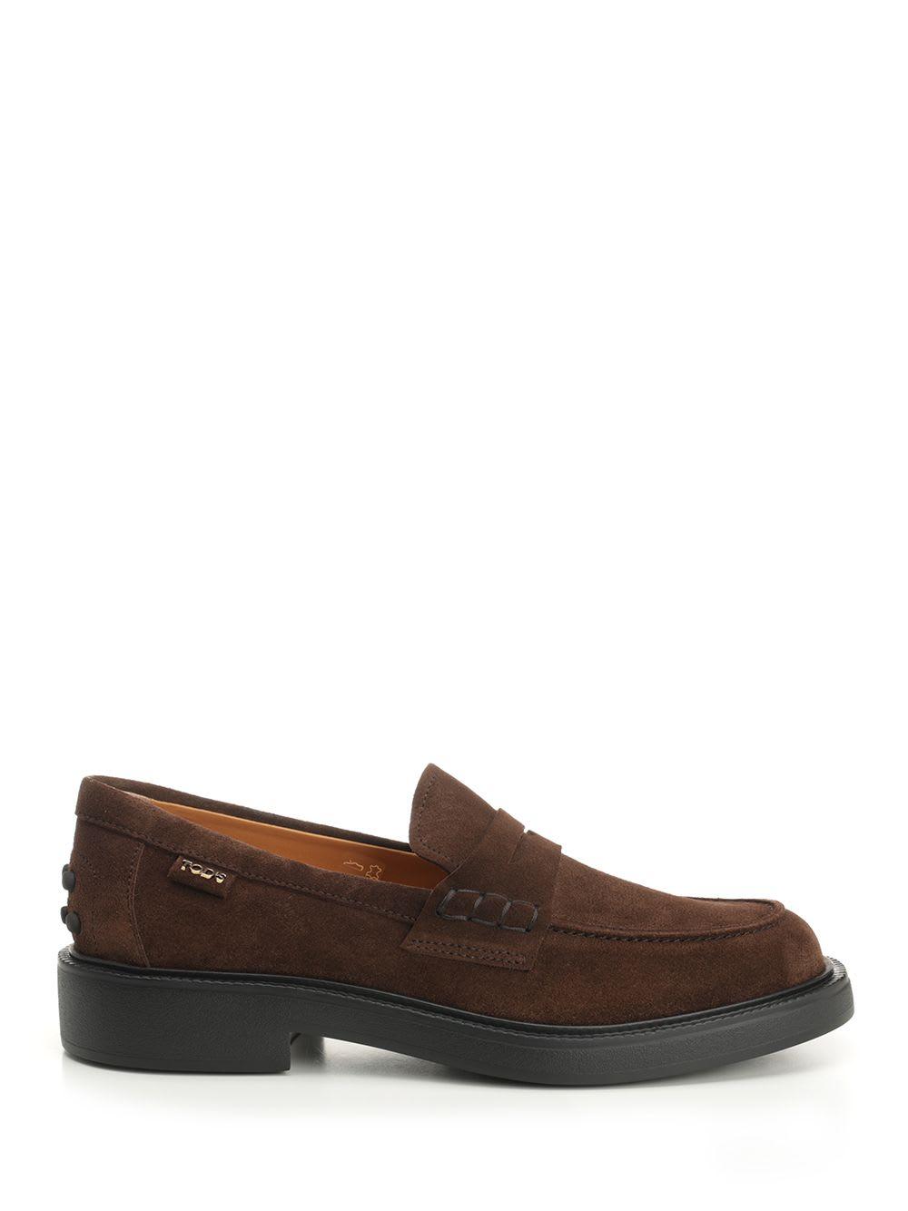 tod's suede calfskin loafer