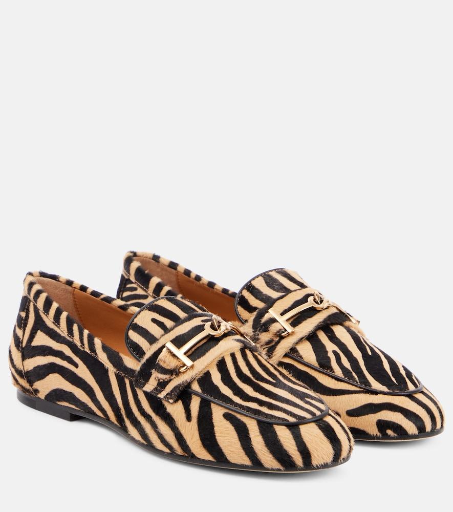 tod's t ring printed calf hair loafers