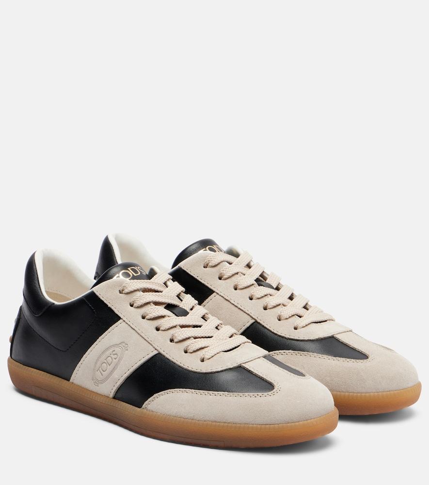 tod's tabs leather and suede sneakers