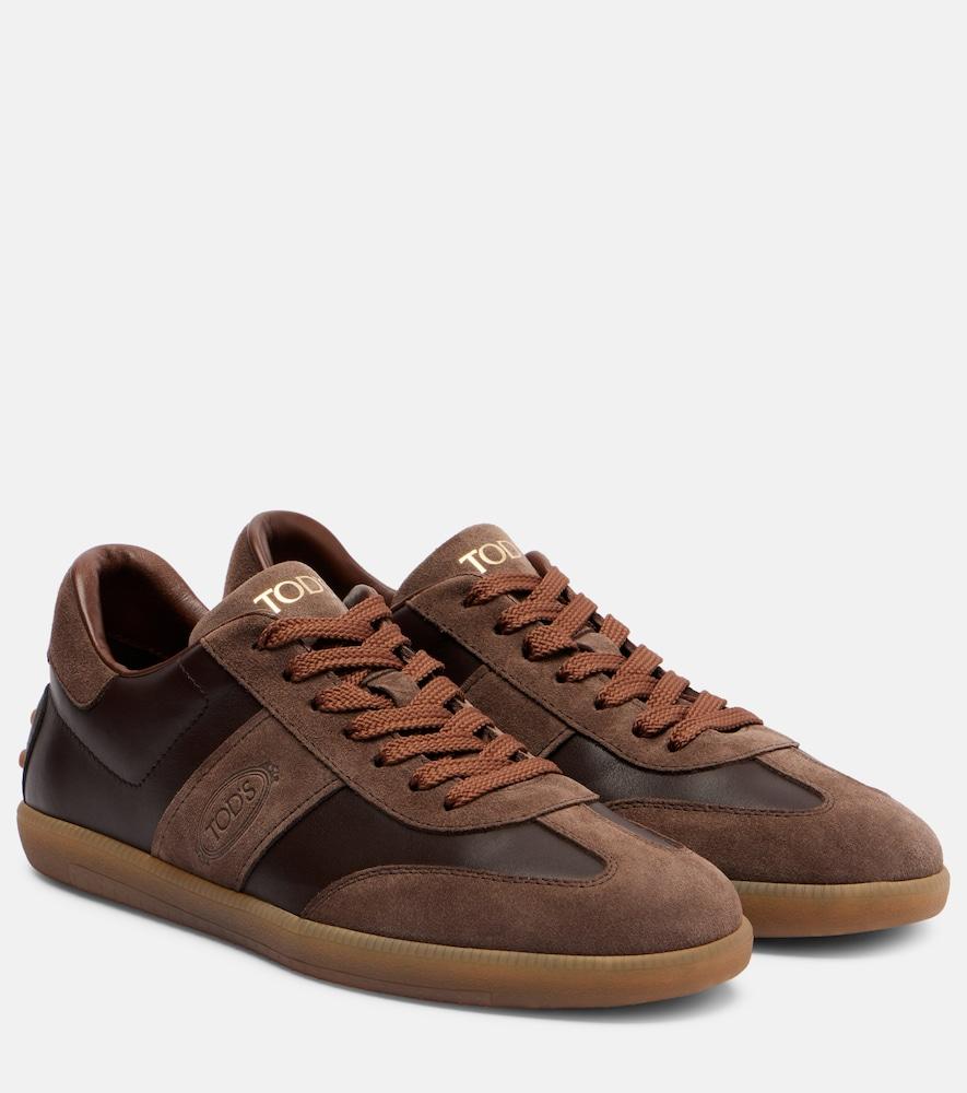 tod's tabs suede and leather sneakers