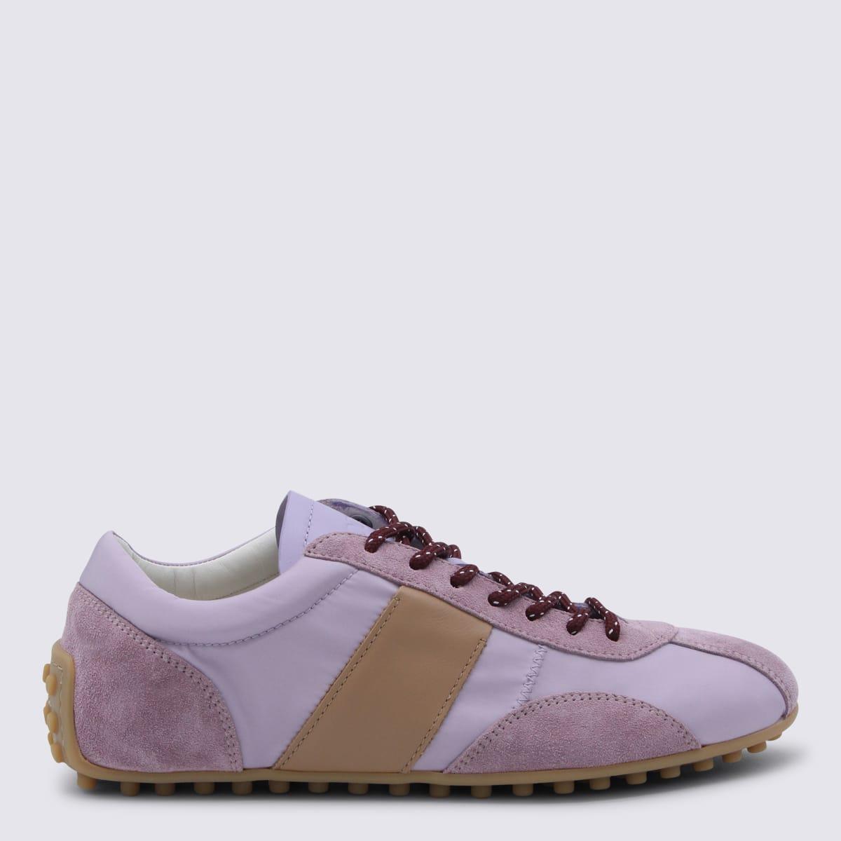 tod's violet leather t-marathon sneakers