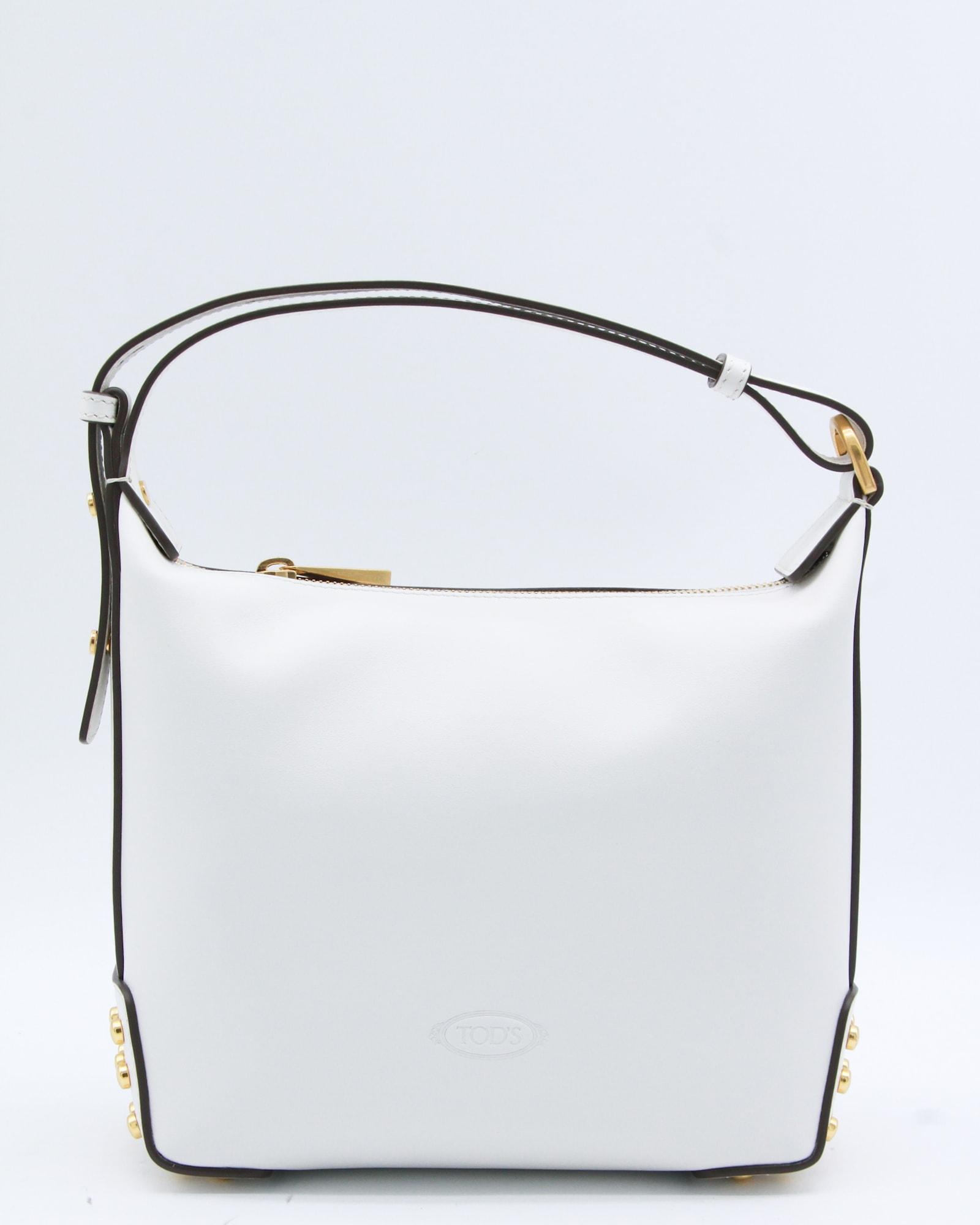tod's white leather shoulder bag
