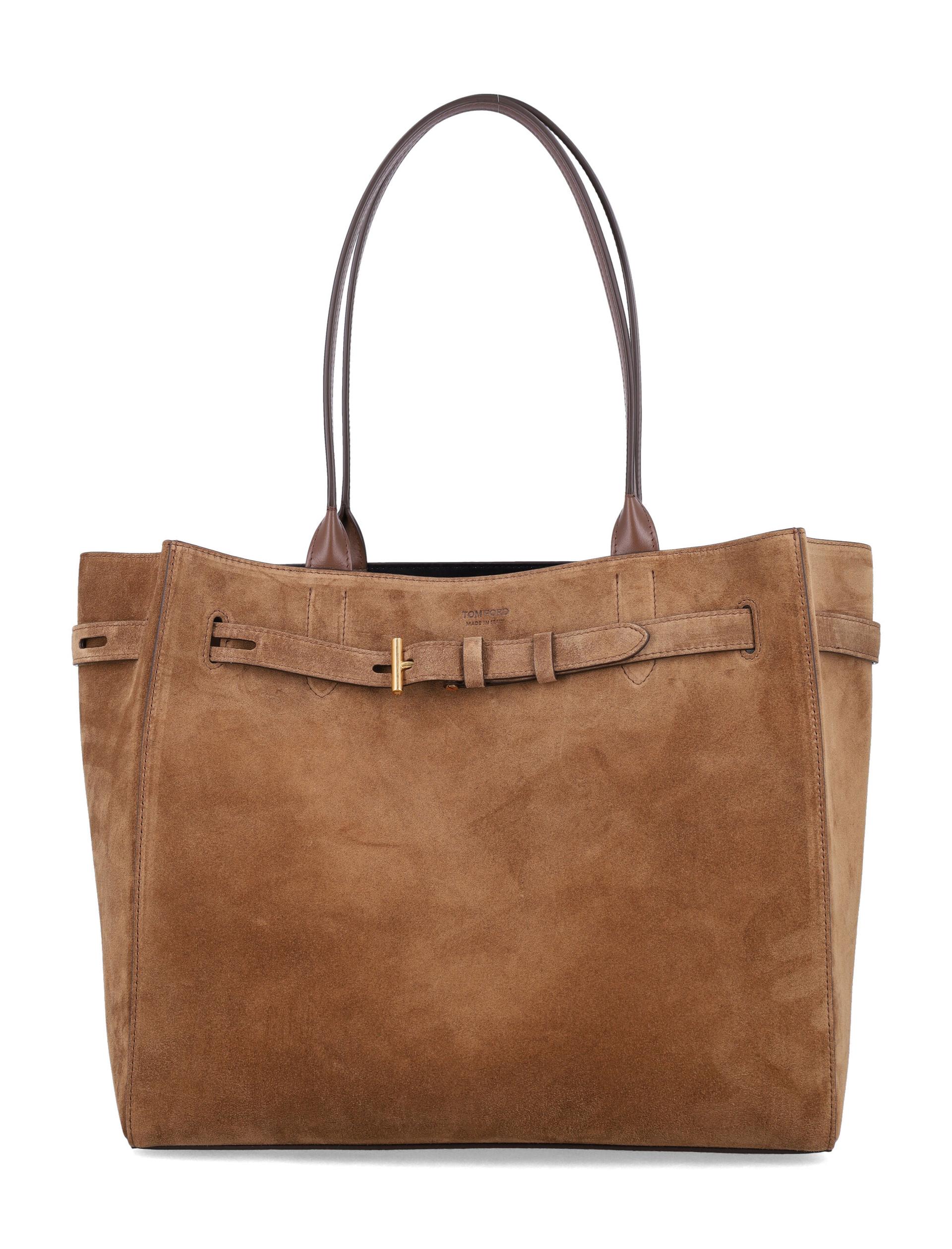 tom ford audrey medium suede tote bag whisky upper - women