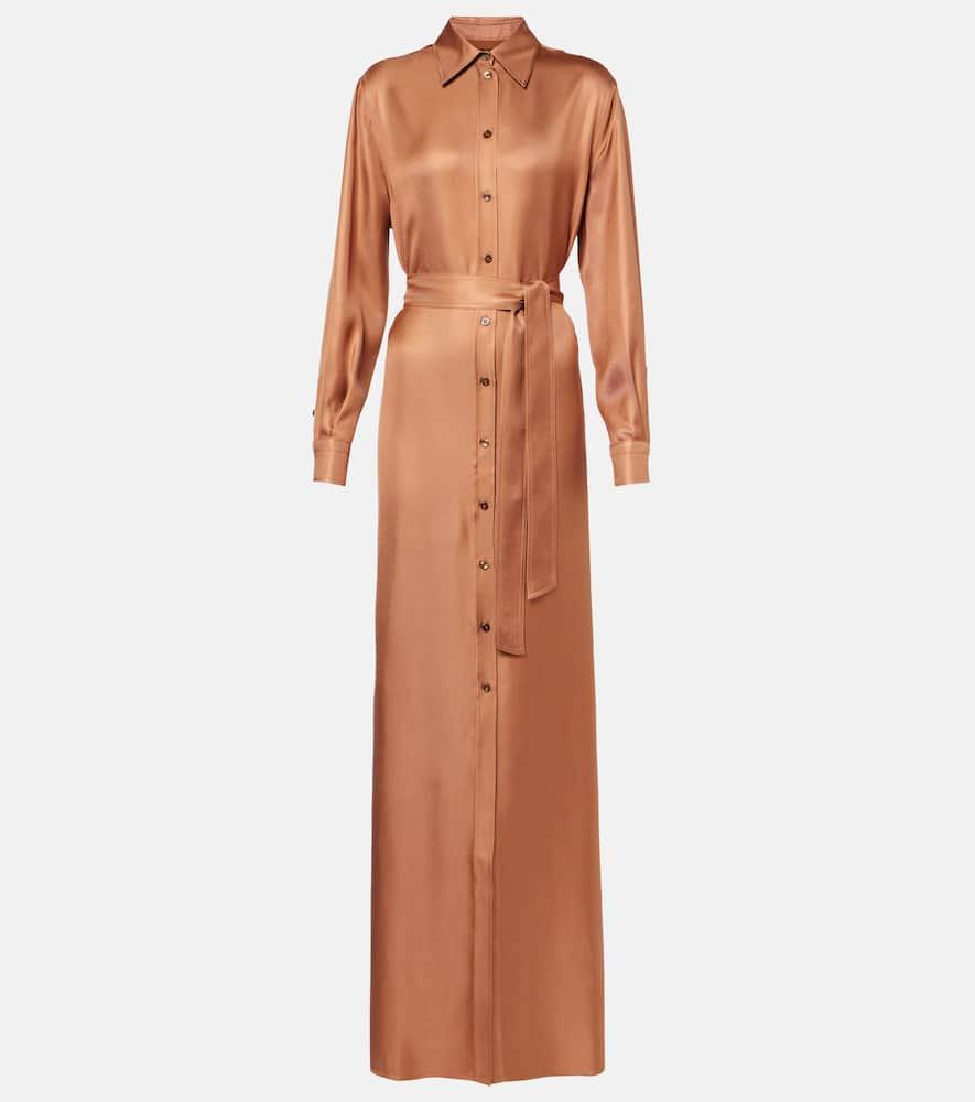 tom ford belted silk twill shirt dress