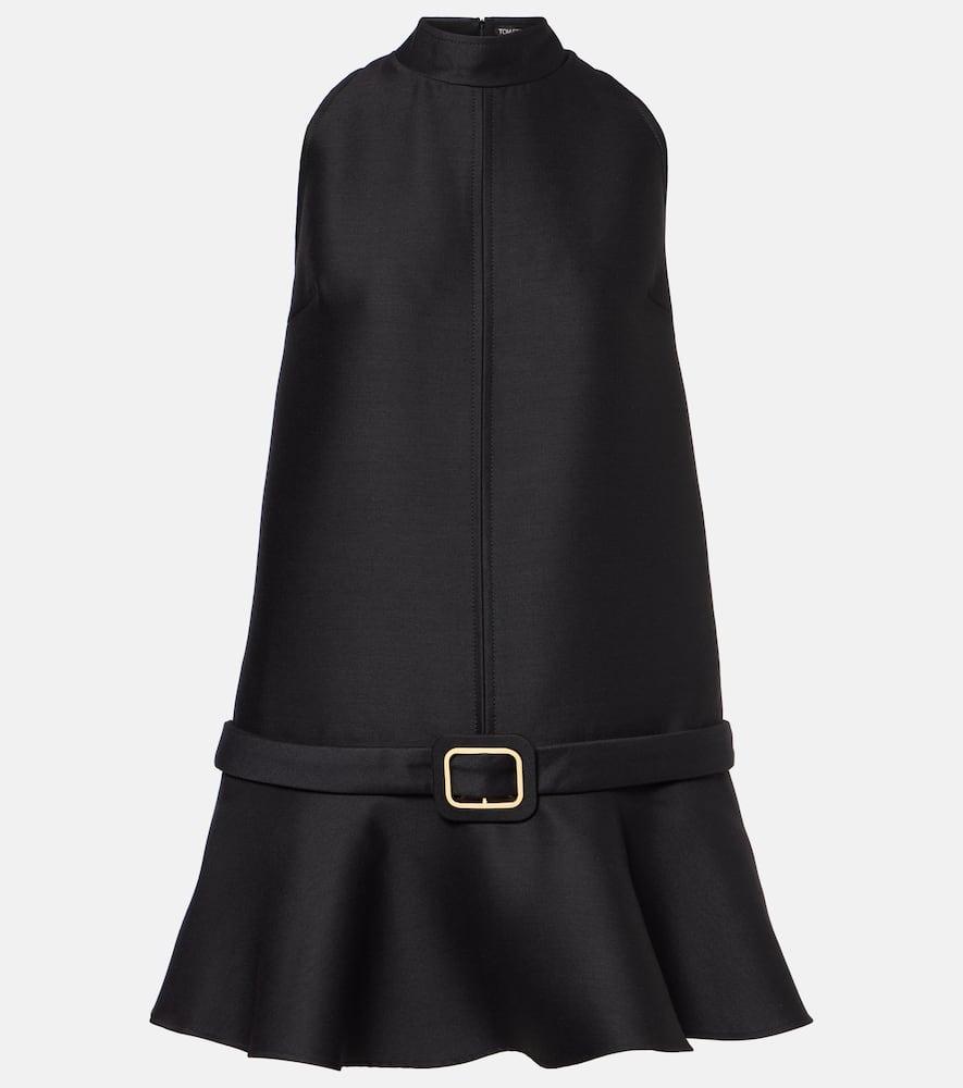 tom ford belted wool and silk crêpe minidress