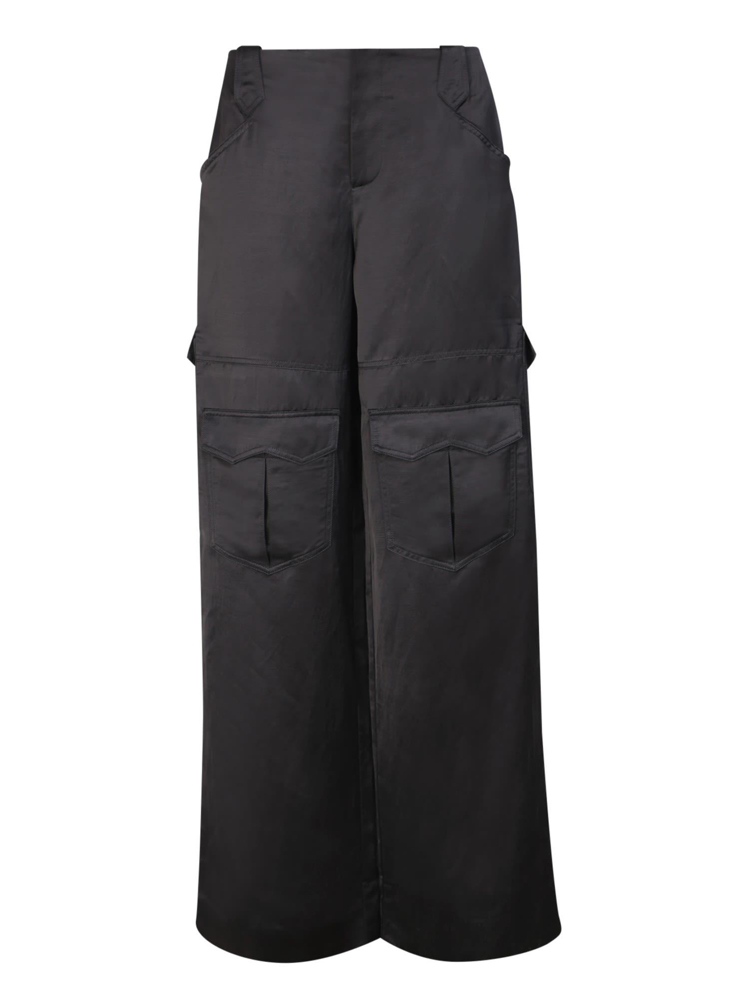 tom ford black satin cargo trousers