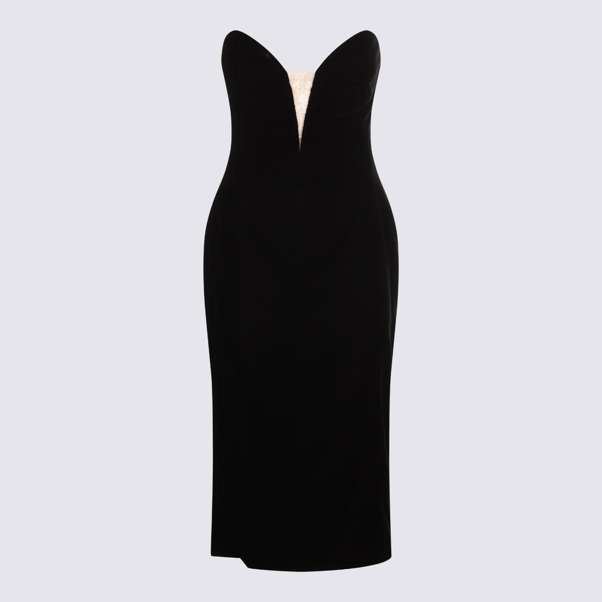 tom ford black viscose midi dress