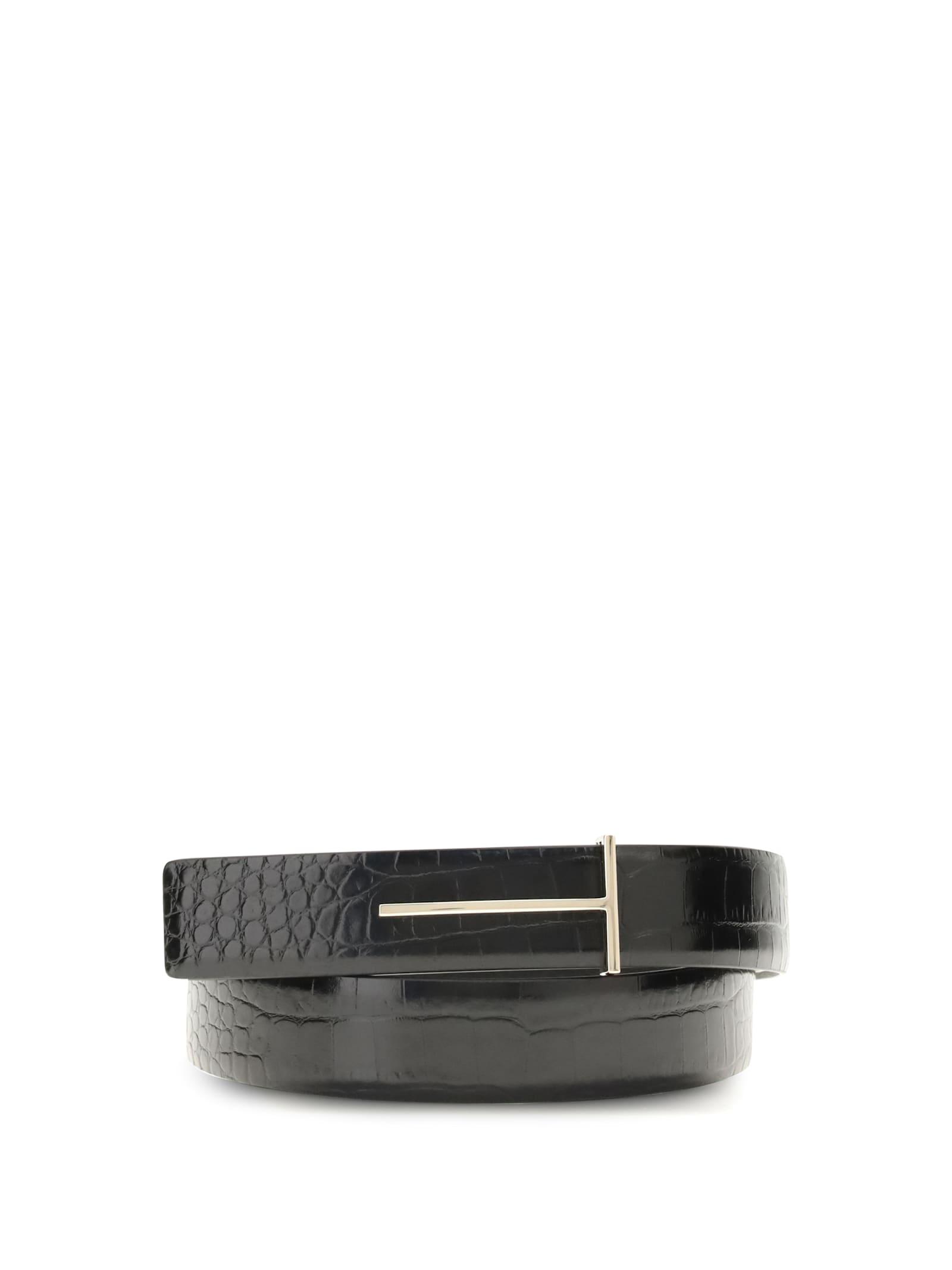 tom ford crocodile-effect belt